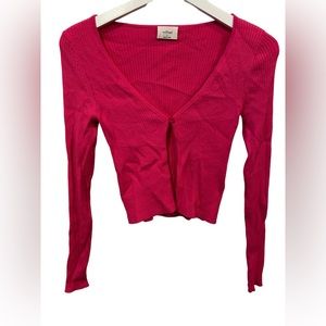 Aritzia Wilfred pink sweater button cardigan rib Top Size small S y2k bratz